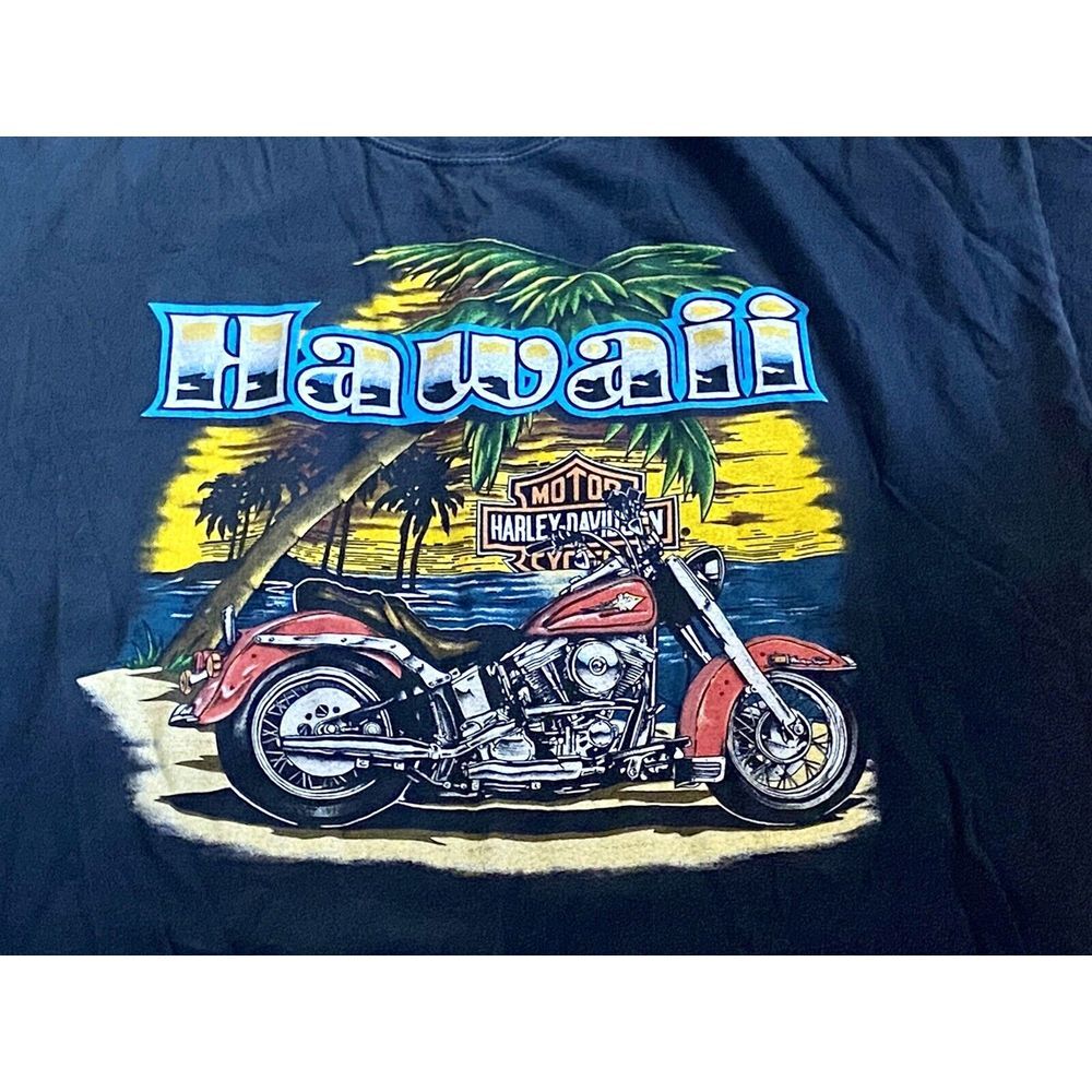 Harley Davidson‎ T Shirt Hawaii sz XL Front Back Graphics Short Sleeve Black E